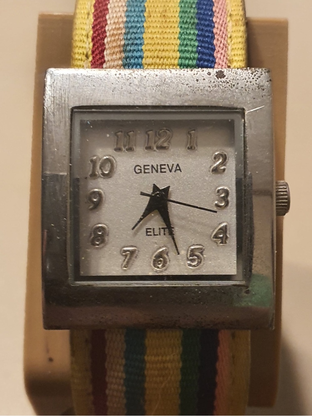 🦋10/$20🦋 Geneva Elite Silver/Nylon Rainbow Women's Cuff Watch